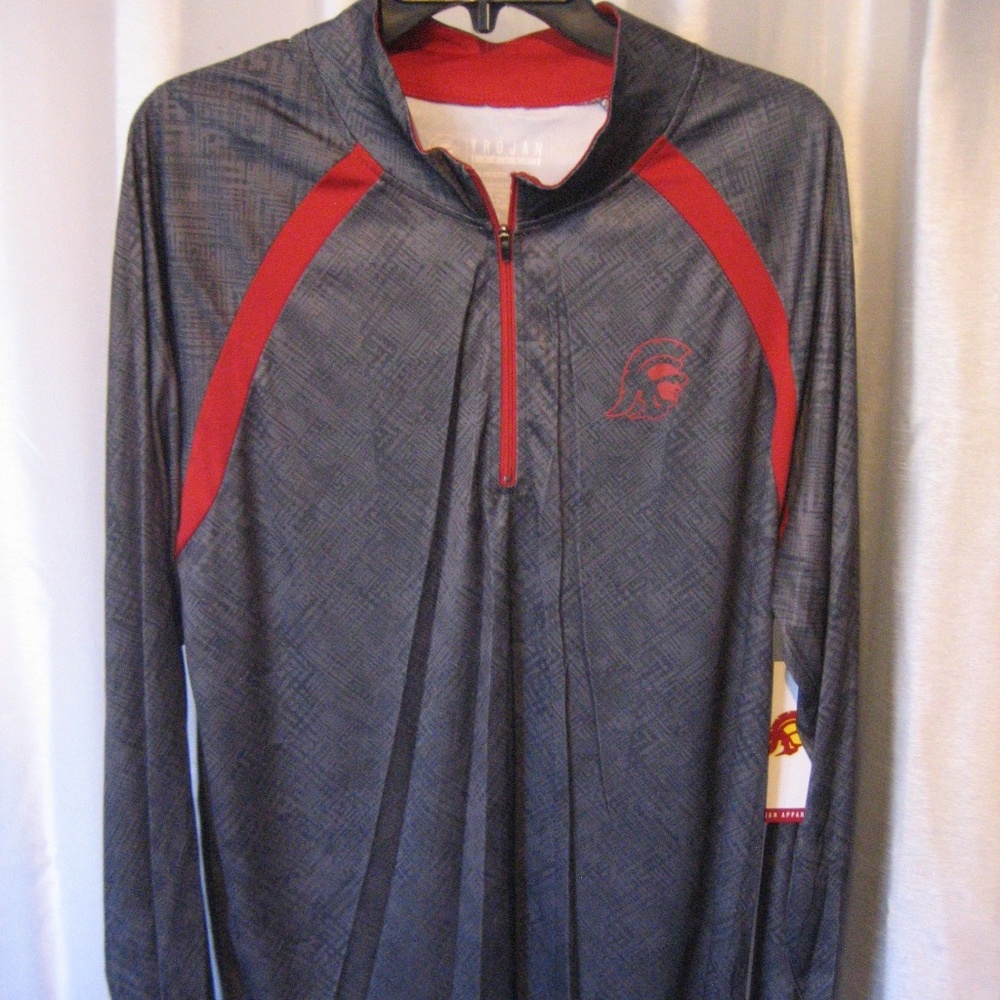 Trojan Apparel Men's Grey Front Zip Shirt Sz L NWT